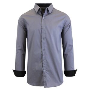 Galaxy Men S Long Sleeve Slim-Fit Solid Dress Shirts Size XL